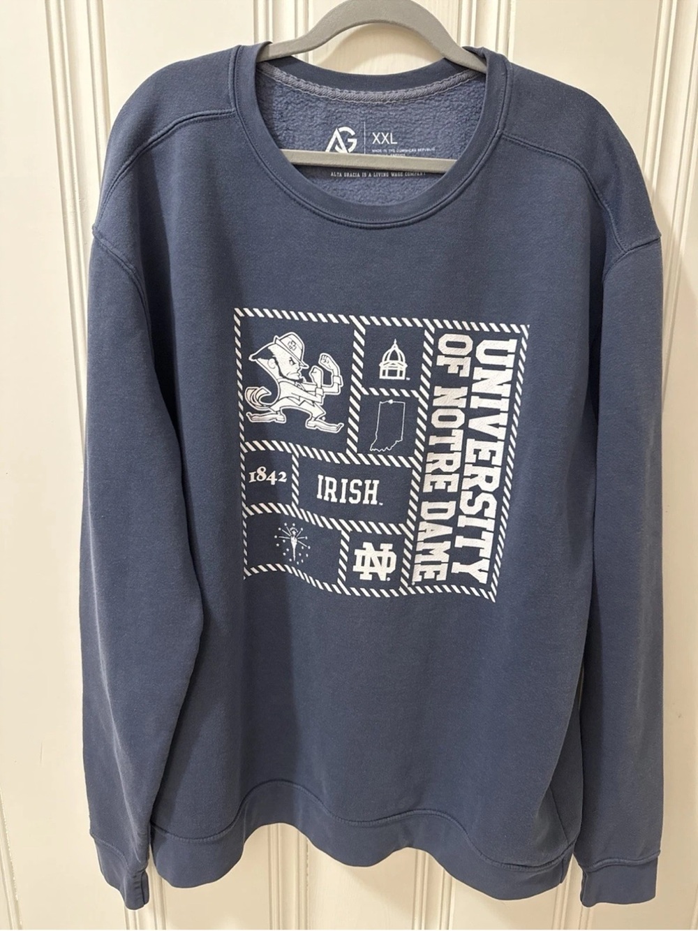 University of Notre Dame crewneck sweatshirt blue Irish size XXL New NWT 2XL